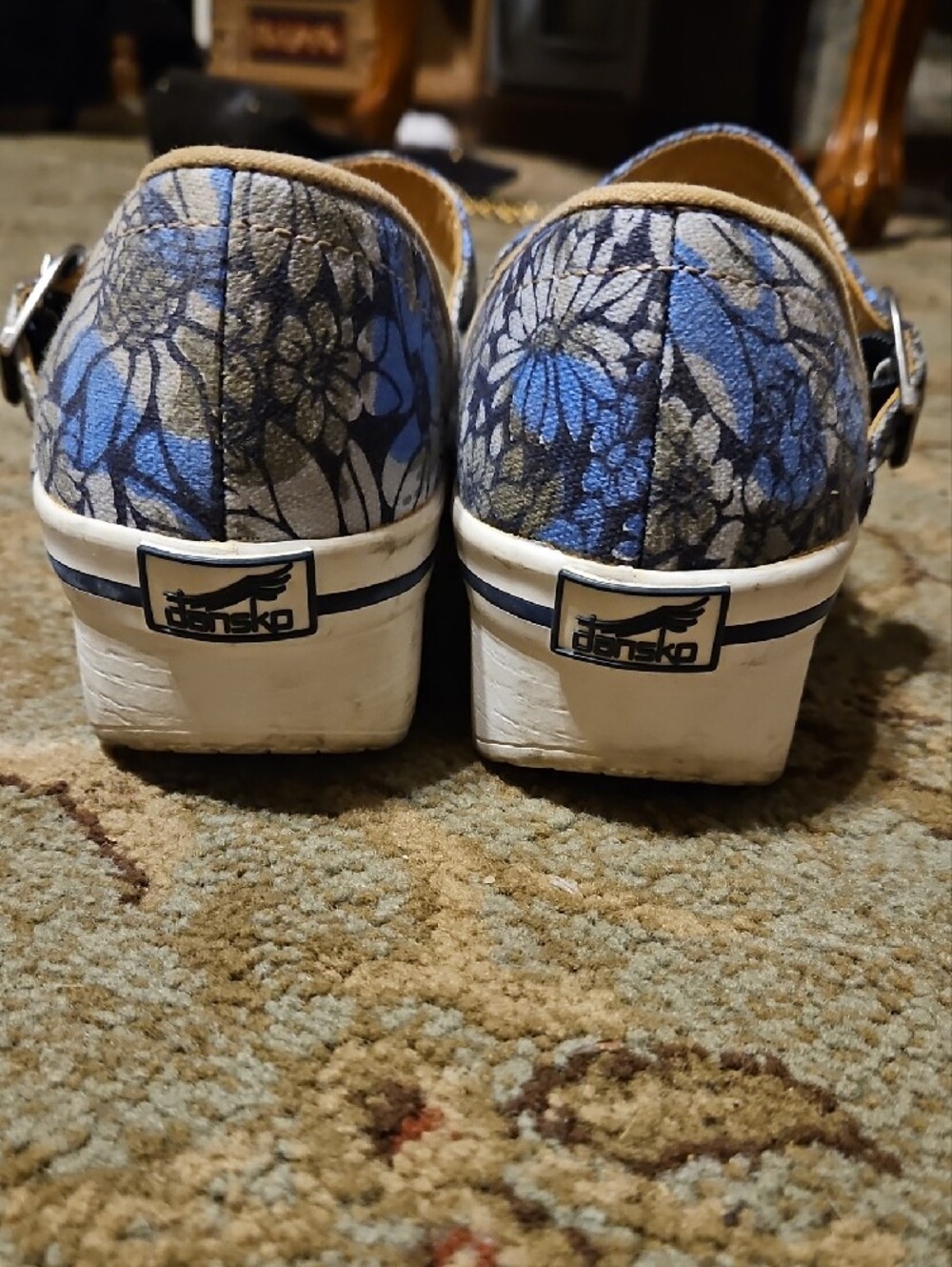Vegan Mary Jane Kids Shoes in Blue Floral - Picture 4 of 7